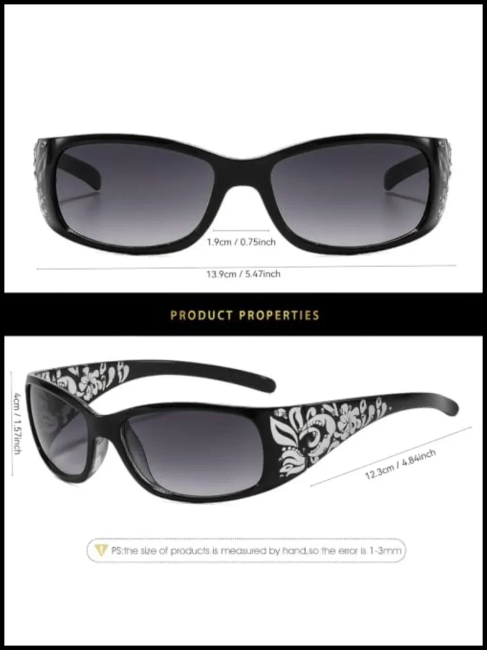 Y2K Rectangle Wrap Around Sunglasses for Women, UV400 Protection